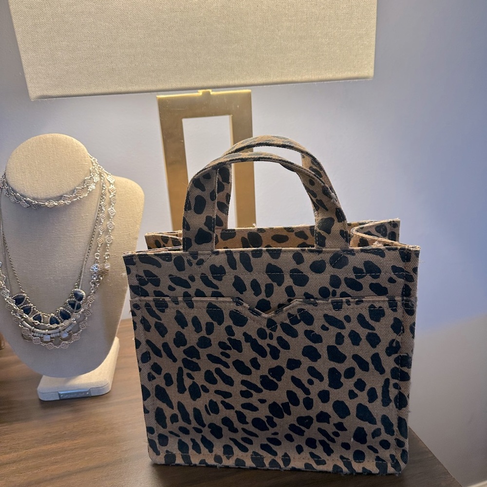 Stella & Dot Leopard Print Top Handle Bag - image 1